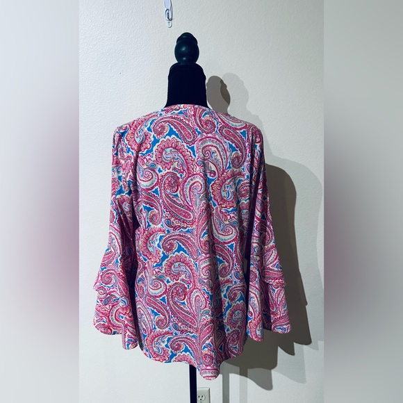 Belle by Kim Gravel Pink and Blue Paisley Blouse - Picture 4 of 8